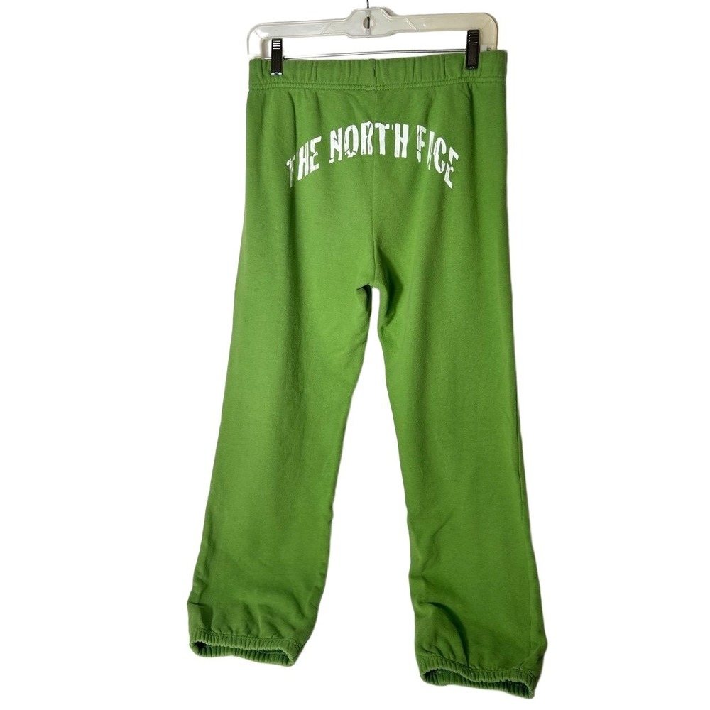 The North Face PantsDone Med Lime Green Sweatpants Elastic Waist Printed Logo